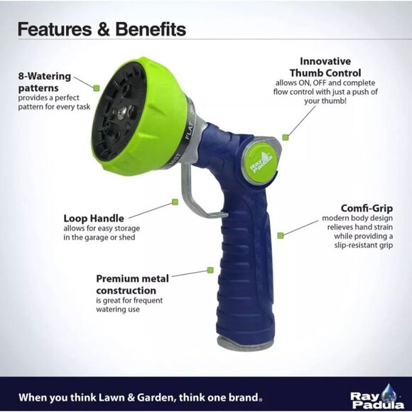 RAY PADULA Thumb Control Metal 8-Pattern Nozzle & Rear Trigger Comfi-Grip Metal - Picture 5 of 9